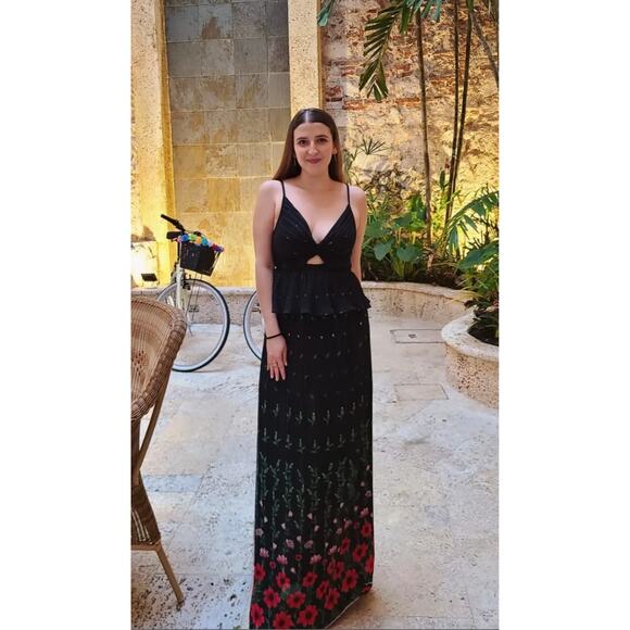 Sabina Musayev Selina Maxi Dress Black‎ Polka Dot Twisted Front Sleeveless Sz M - Picture 4 of 14